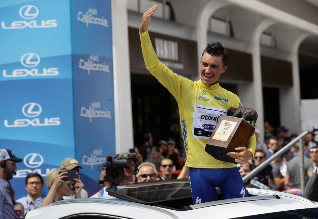 Race winner Julian Alaphilippe (Etixx-Quick Step) in the car