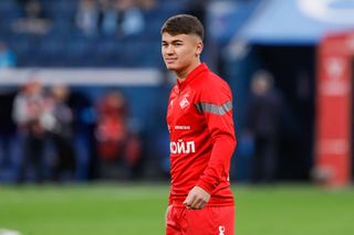 Arsenal target Manfred Ugalde of Spartak Moscow looks on during the warm-up ahead of the Russian Cup match between FC Zenit Saint Petersburg and FC Spartak Moscow on April 17, 2024 at Gazprom Arena in Saint Petersburg, Russia. (Photo by Mike Kireev/NurPhoto via Getty Images)