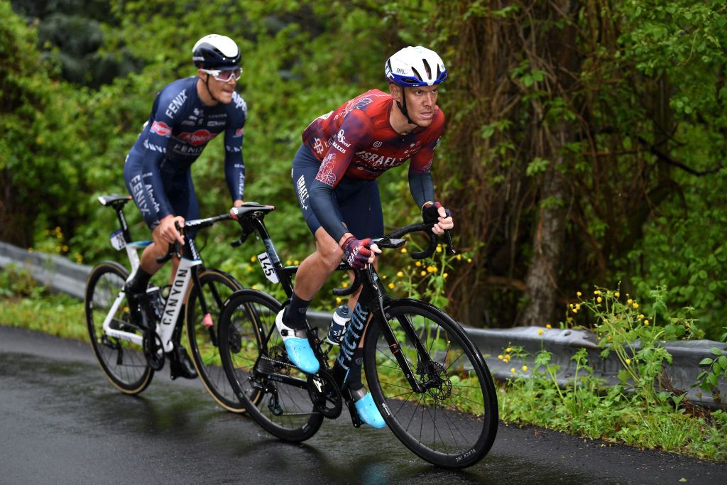 SESTOLA ITALY MAY 11 Louis Vervaeke of Belgium and Team AlpecinFenix Alessandro De Marchi of Italy and Team Israel StartUp Nation in the Breakaway during the 104th Giro dItalia 2021 Stage 4 a 187km stage from Piacenza to Sestola 1020m girodiitalia Giro UCIworldtour on May 11 2021 in Sestola Italy Photo by Tim de WaeleGetty Images