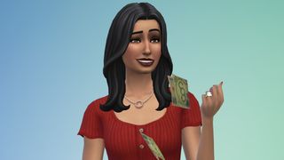 The Sims 4 - Bella Goth looks smug while money flies from her hands