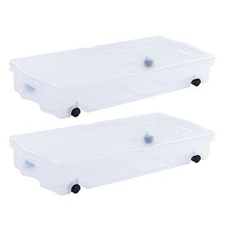 Rubbermaid Cleverstore Under the Bed 68 Qt Wheeled 2-Pack, Clear Storage Bins With Latching Lids, Stackable, Bpa-Free, Made in Usa