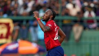 England's Jofra Archer celebrating at the 2026 T20 World Cup