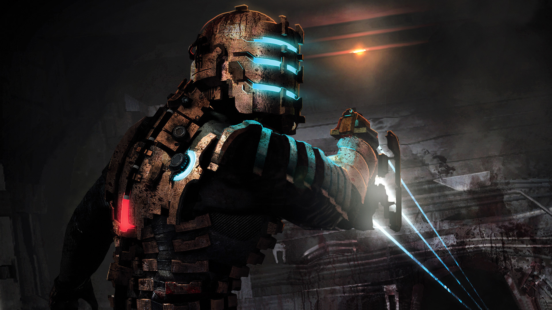 best horror games – Dead Space protagonist Isaac pointing his cutter weapon at a monster