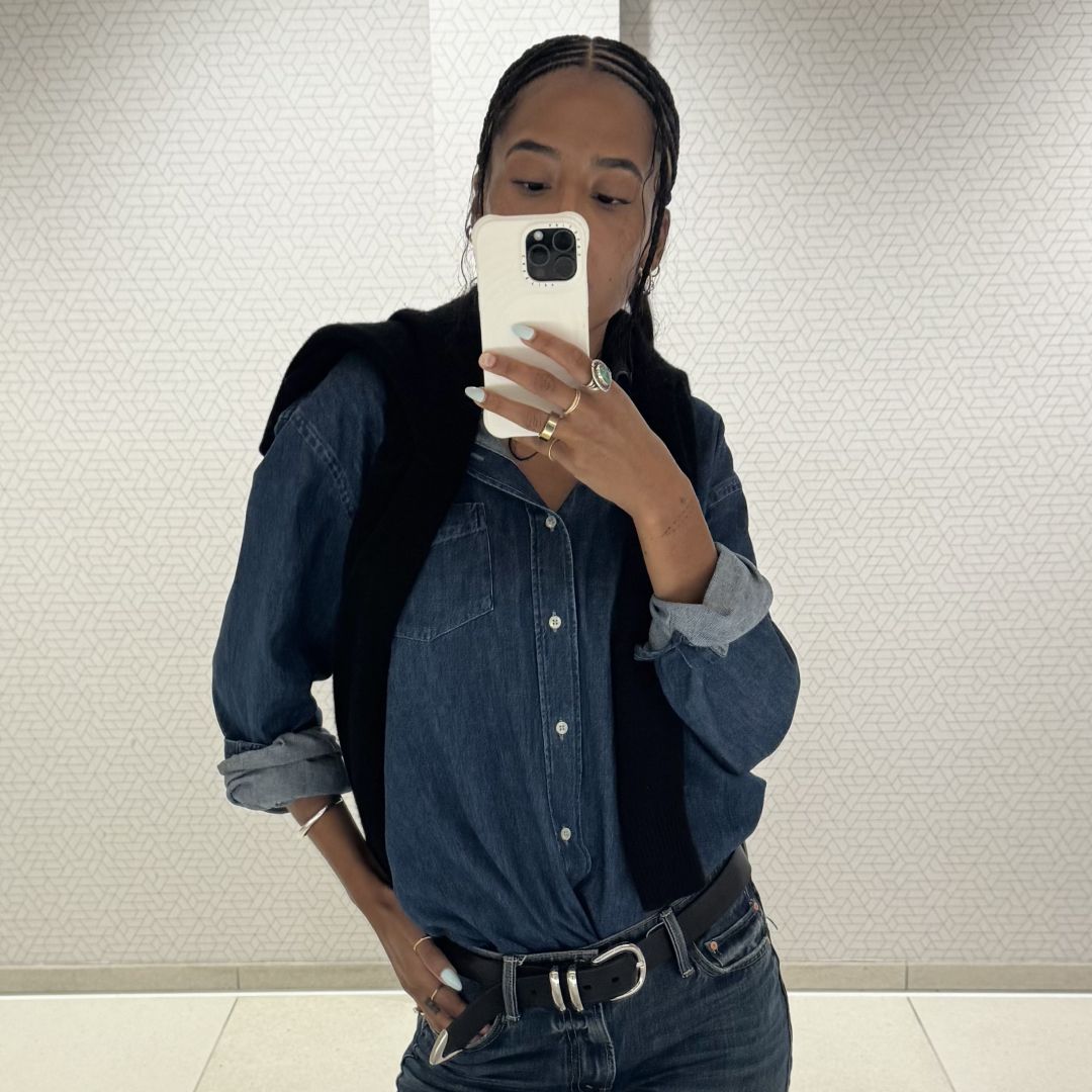 Madison Utendahl wearing double denim outfits