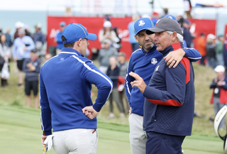 Sergio Garcia, Fred Couples and Rory McIlroy in discussion