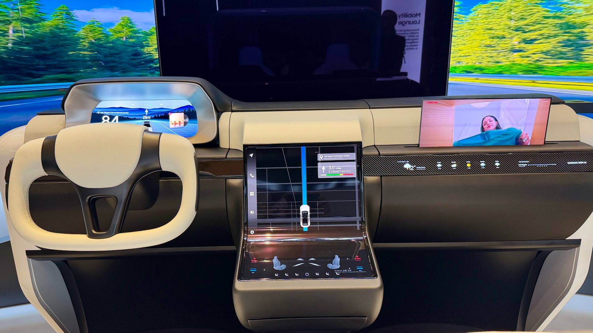 Samsung Display car interior with OLED displays