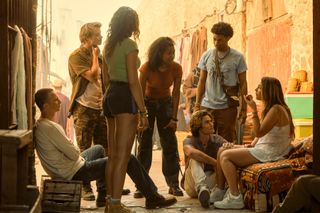 The gang huddle together in Morocco