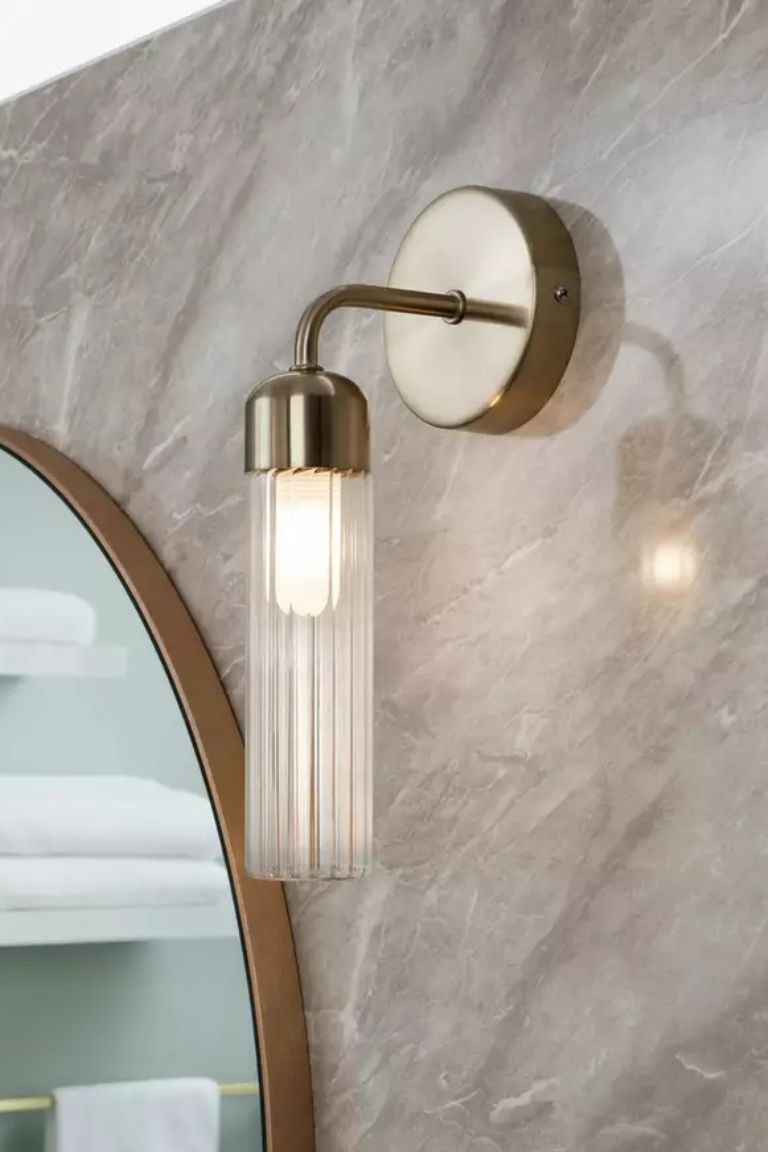 Habitat, Habitat Ribbed Metal Bathroom Wall Light - Gold