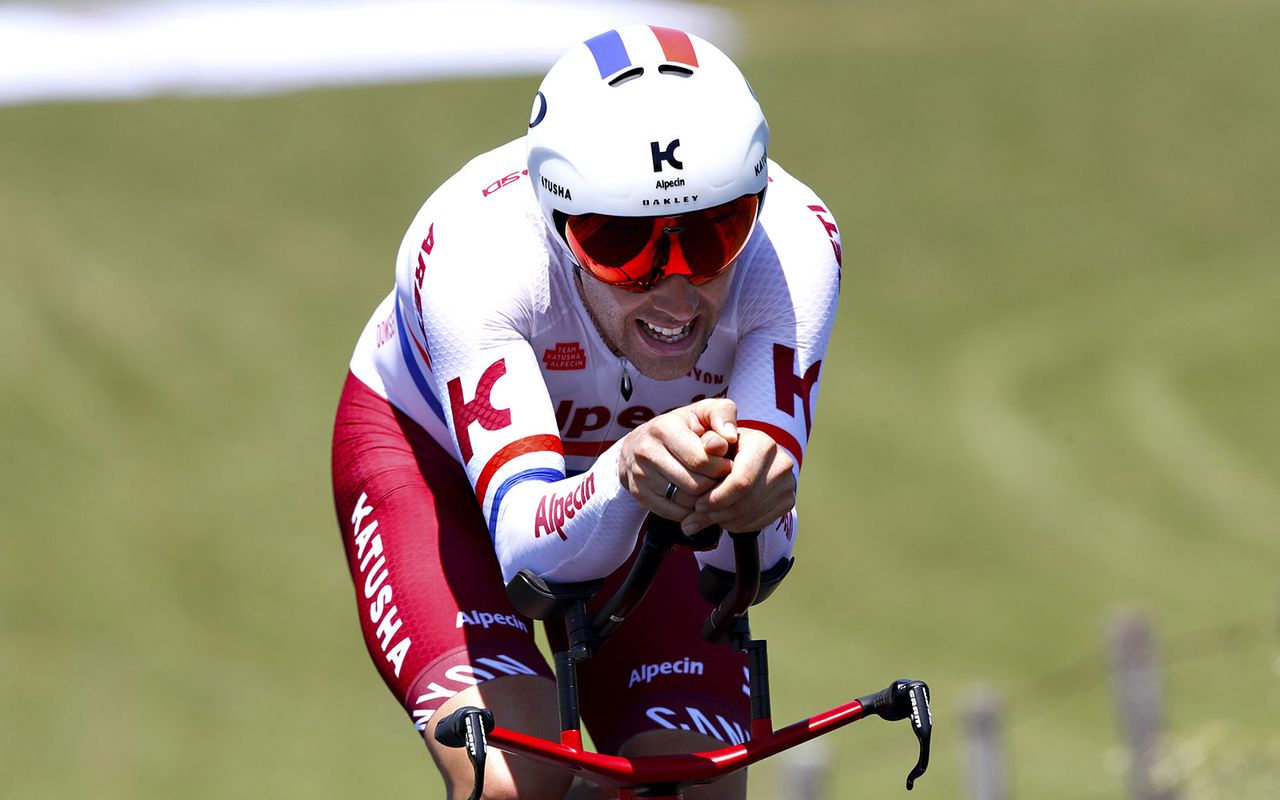Alex Dowsett (Katusha-Alpecin) in the national time trial champion's jersey of Great Britain