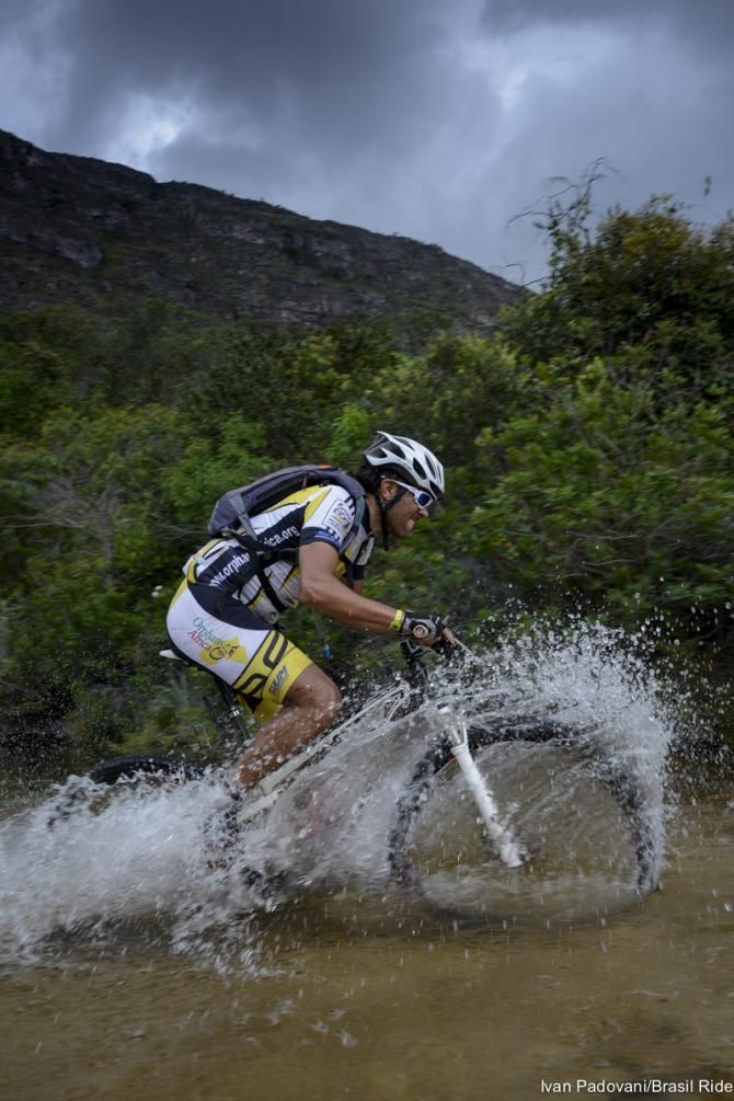 A racer blazes through stage 2