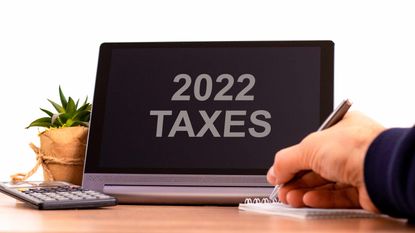 picture of a computer screen with "2022 taxes" on it