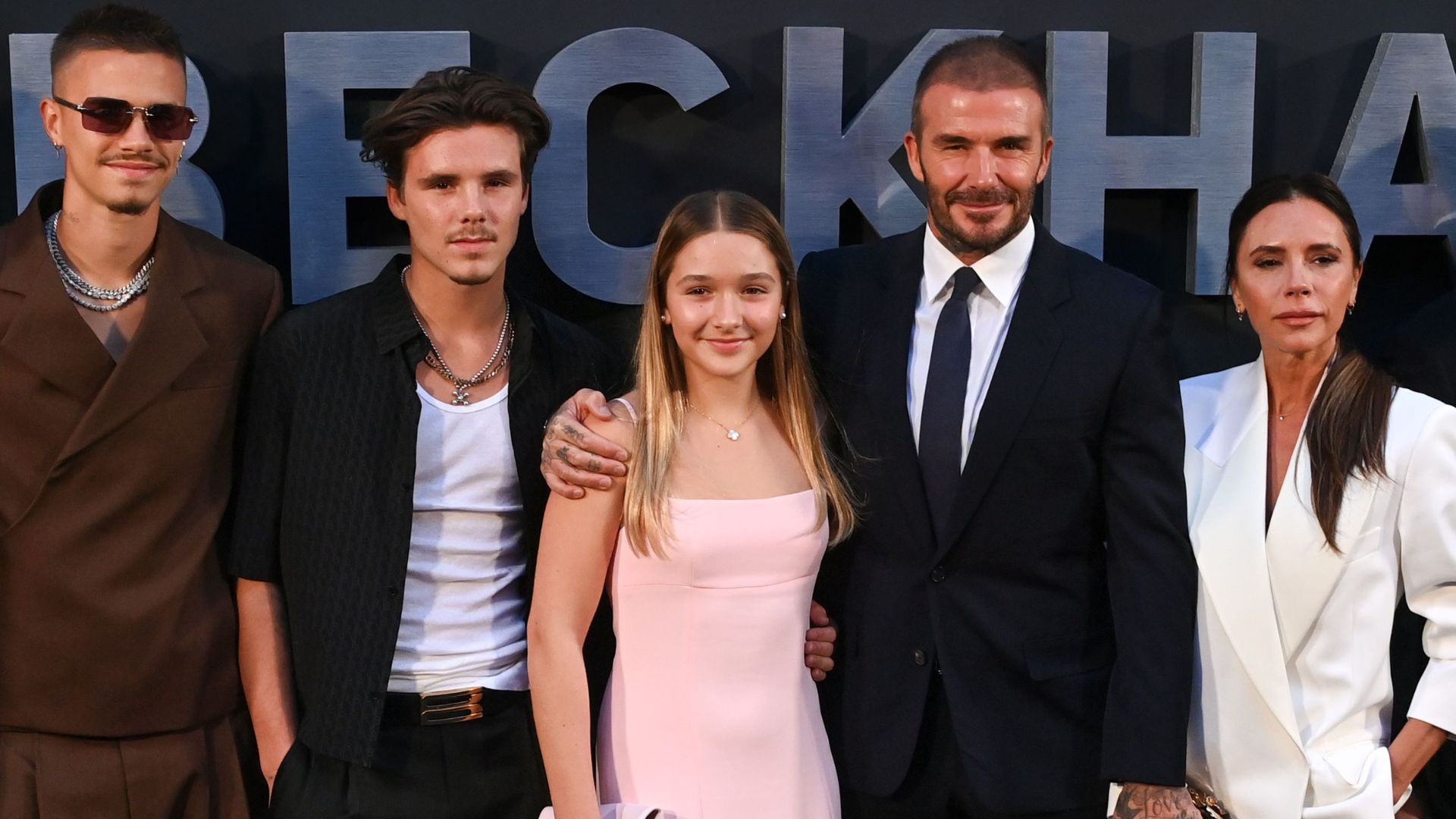 L-R: Romeo, Cruz, Harper Seven, David and Victoria Beckham