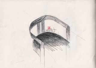 A pencil sketch of the Pigreco chair by Tobia Scarpa