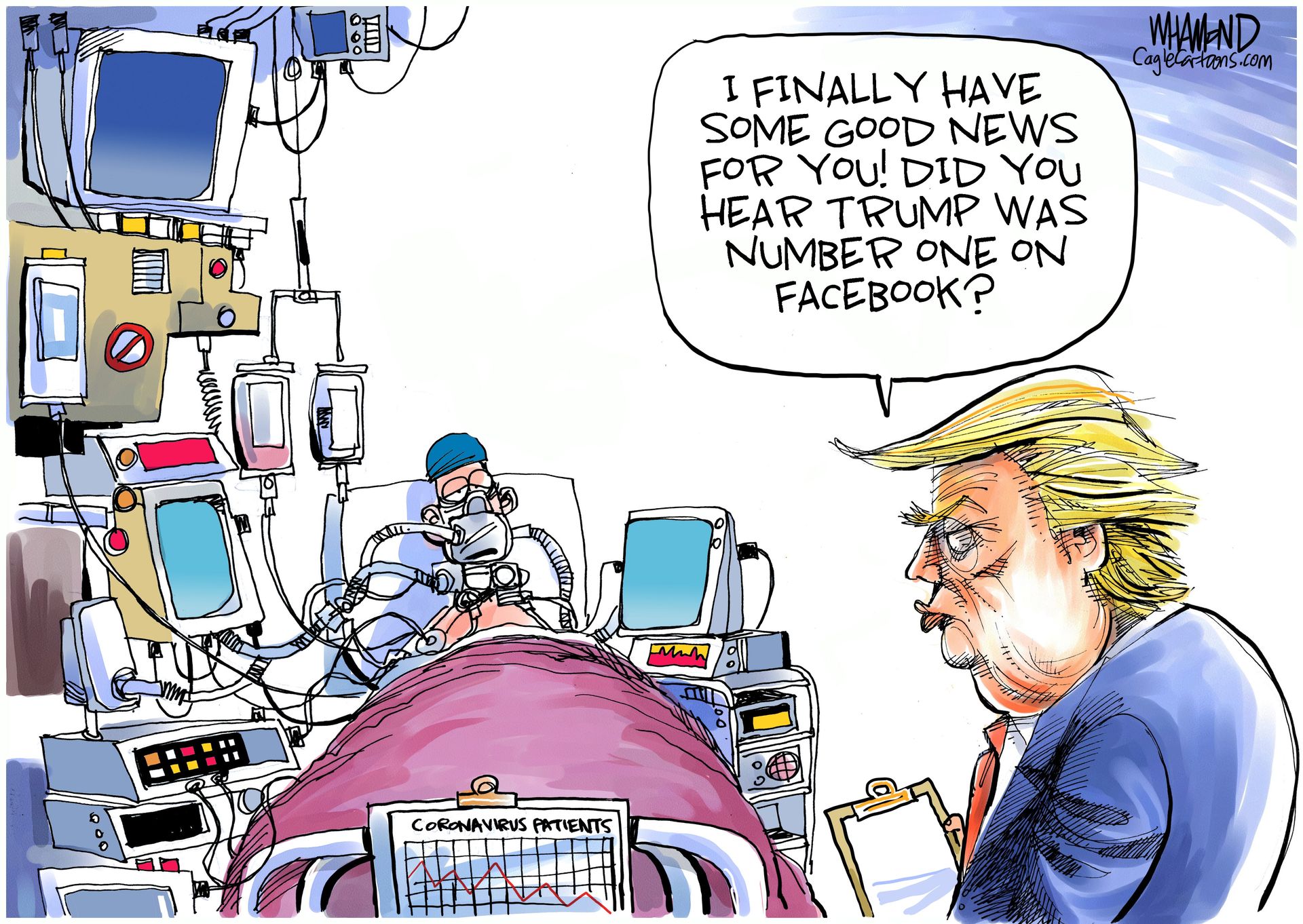 Political Cartoon U.S. Trump Facebook COVID-19 Respirator Daily ...