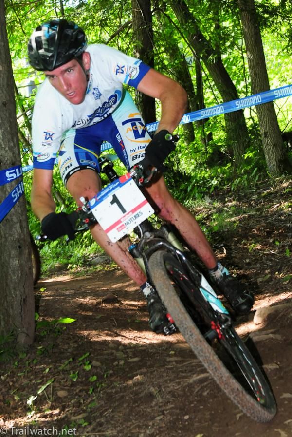 Gerhard Kerschbaumer (TX Active Bianchi) with a lead on lap one