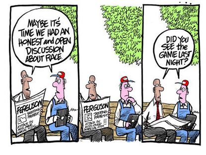 Editorial cartoon Ferguson race relations