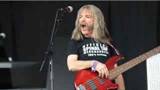 Derek Smalls (Harry Shearer) of Spinal Tap performs during day 3 of the Glastonbury Festival at Worthy Farm in Pilton, Somerset on June 27, 2009 in Glastonbury, England. 