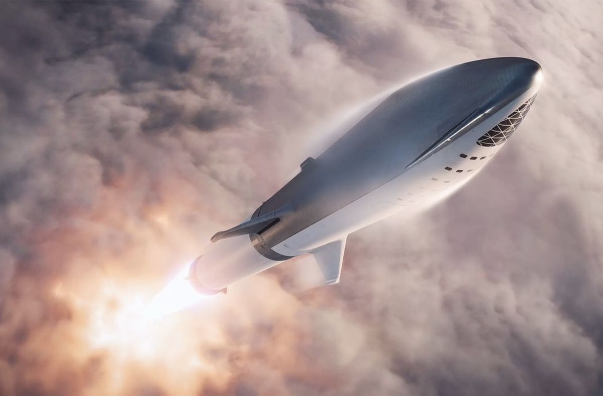 The Big Falcon Rocket would have three fins and a retractable forward wing, according to an illustration of the rocket’s design released by SpaceX&#039;s Elon Musk.