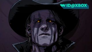 Screenshot of the Undead Gunslinger from Blood West with WC ID@Xbox logo in top right.