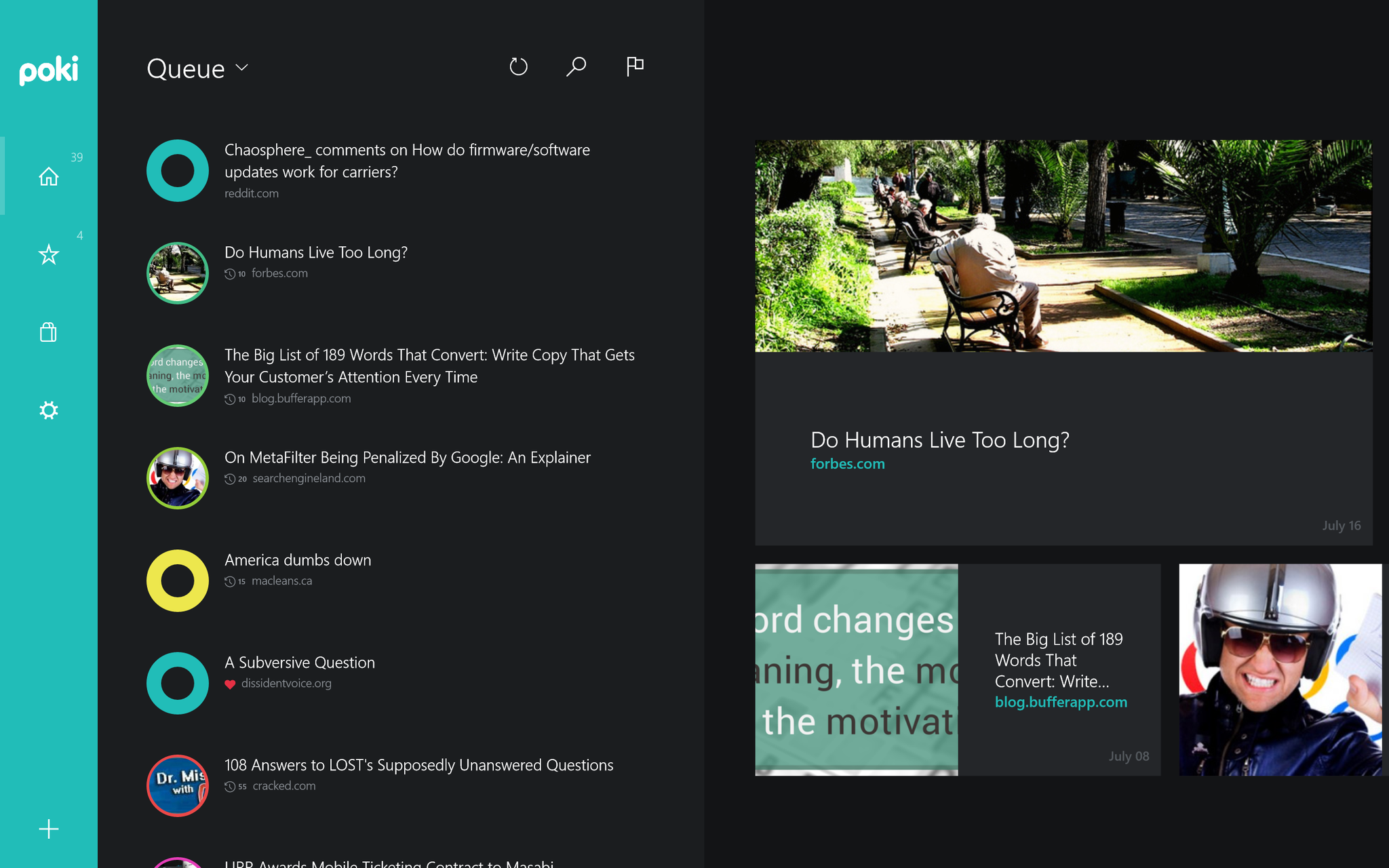 Read that article later with Poki for Pocket, now available for Windows ...