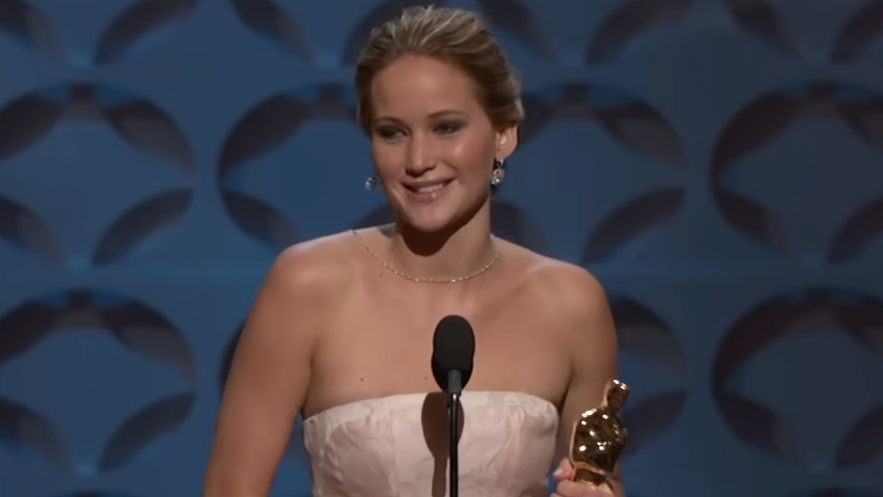 Jennifer Lawrence gives her Best Actress speech at the 85th Academy Awards.
