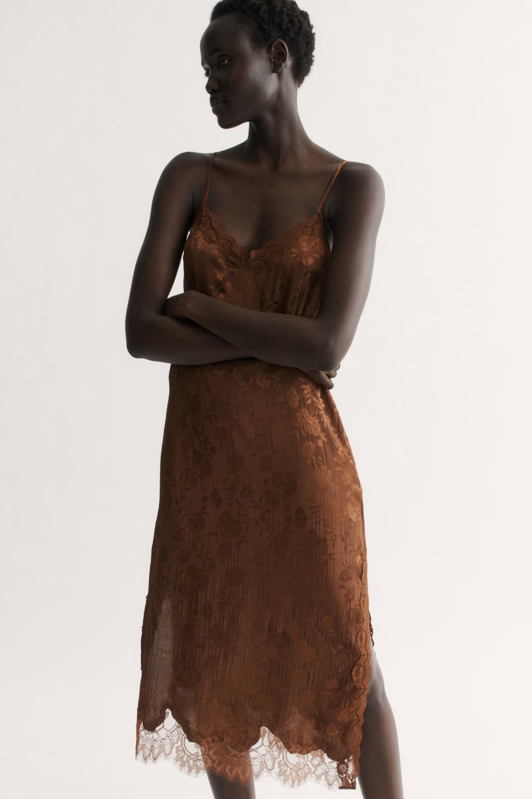 H&amp;amp;M lace brown dress