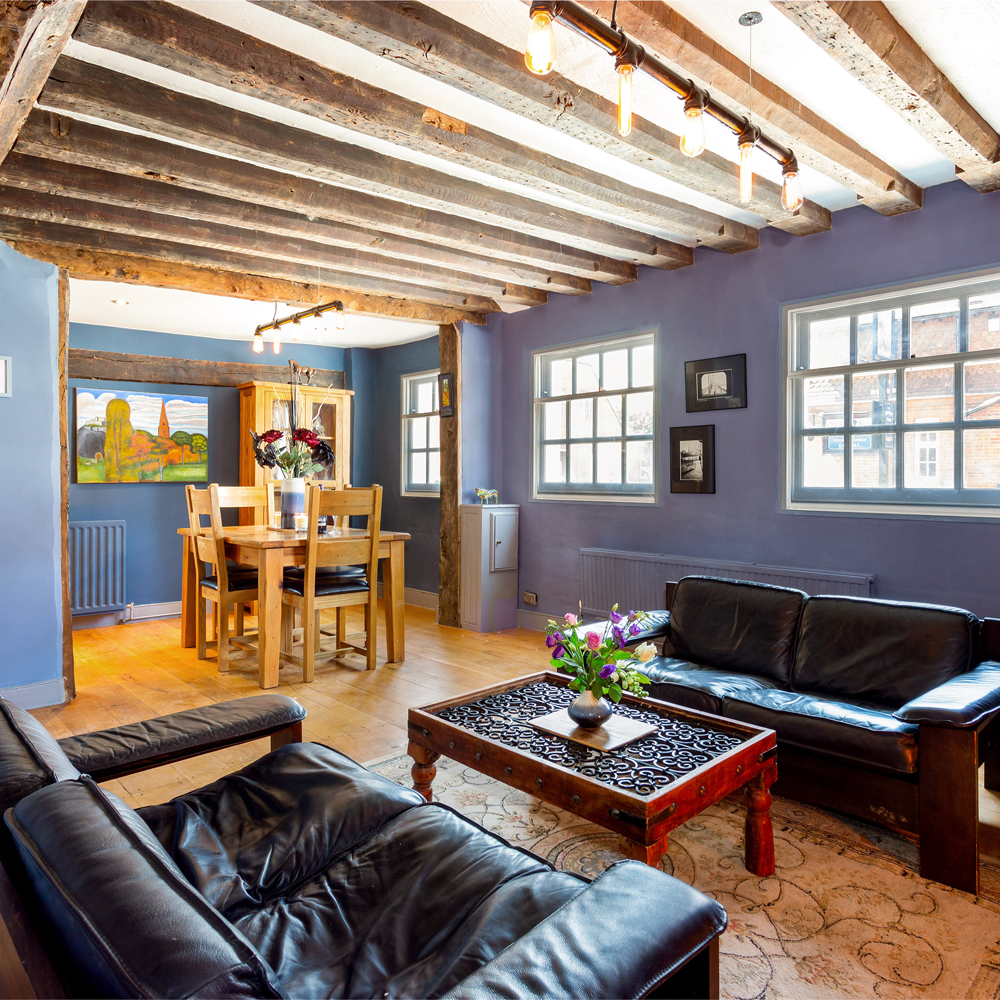 shaw bridge house living room with fireplace