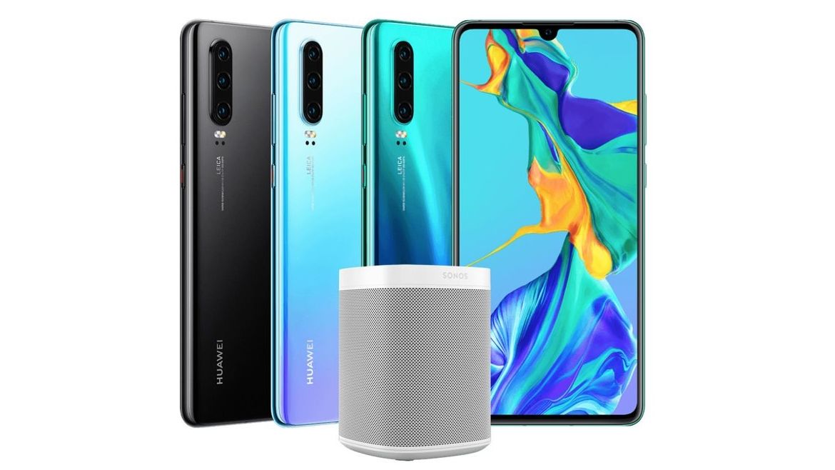 The Huawei P30 with a Sonos One. Image credit: Huawei