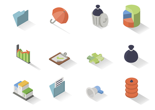 30 flat isometric icons in various PNG sizes