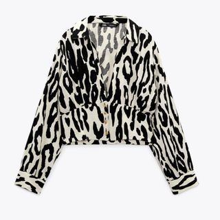 Zara Animal Print Cropped Blouse