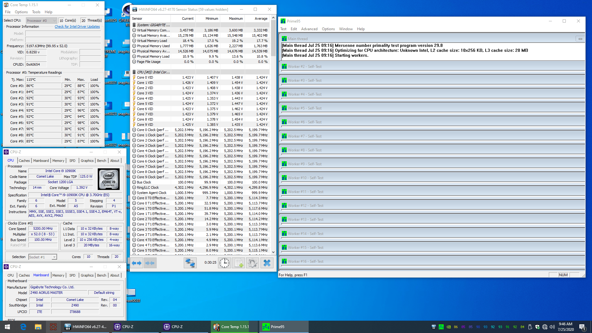Intel Core i9-10900K @ 5.2 GHz