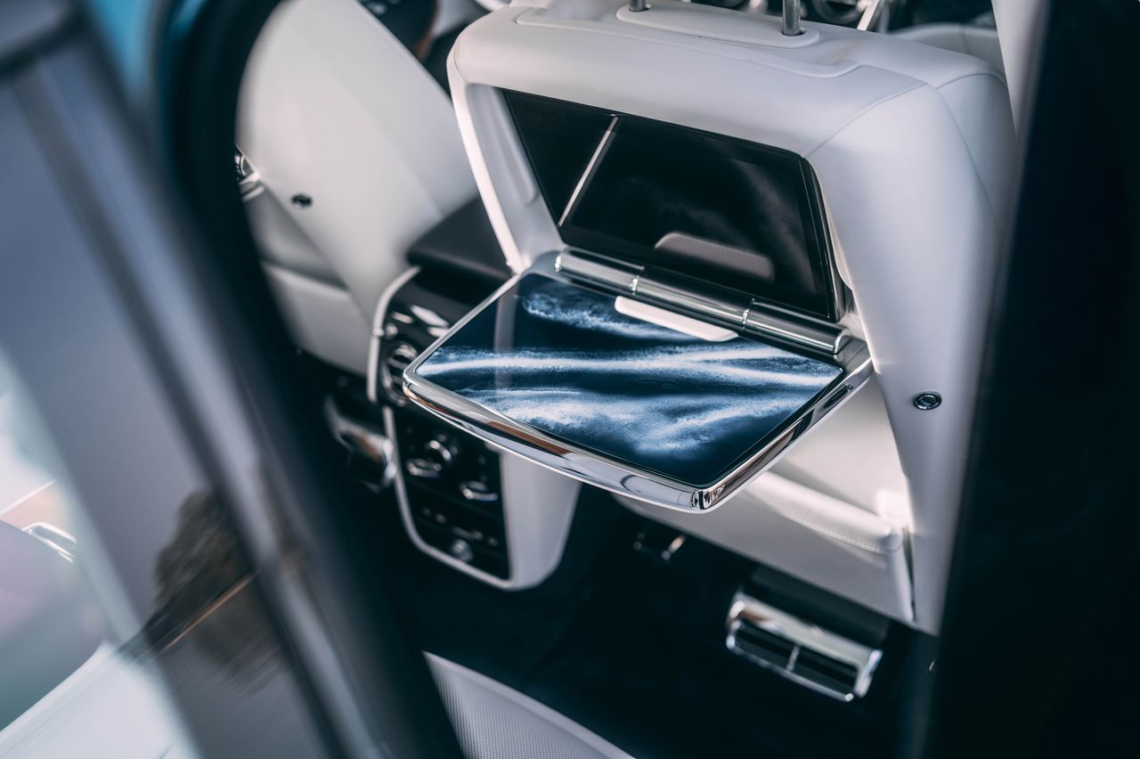 Interior details of the Rolls-Royce East. very woody and yachty
