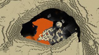 Minecraft seeds - an abandoned village in a deep sinkhole cave in the desert