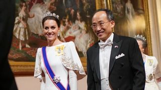 Catherine, Princess of Wales and Choo Kyung-ho Deputy Prime Minister of South Korea attend the State Banquet at Buckingham Palace