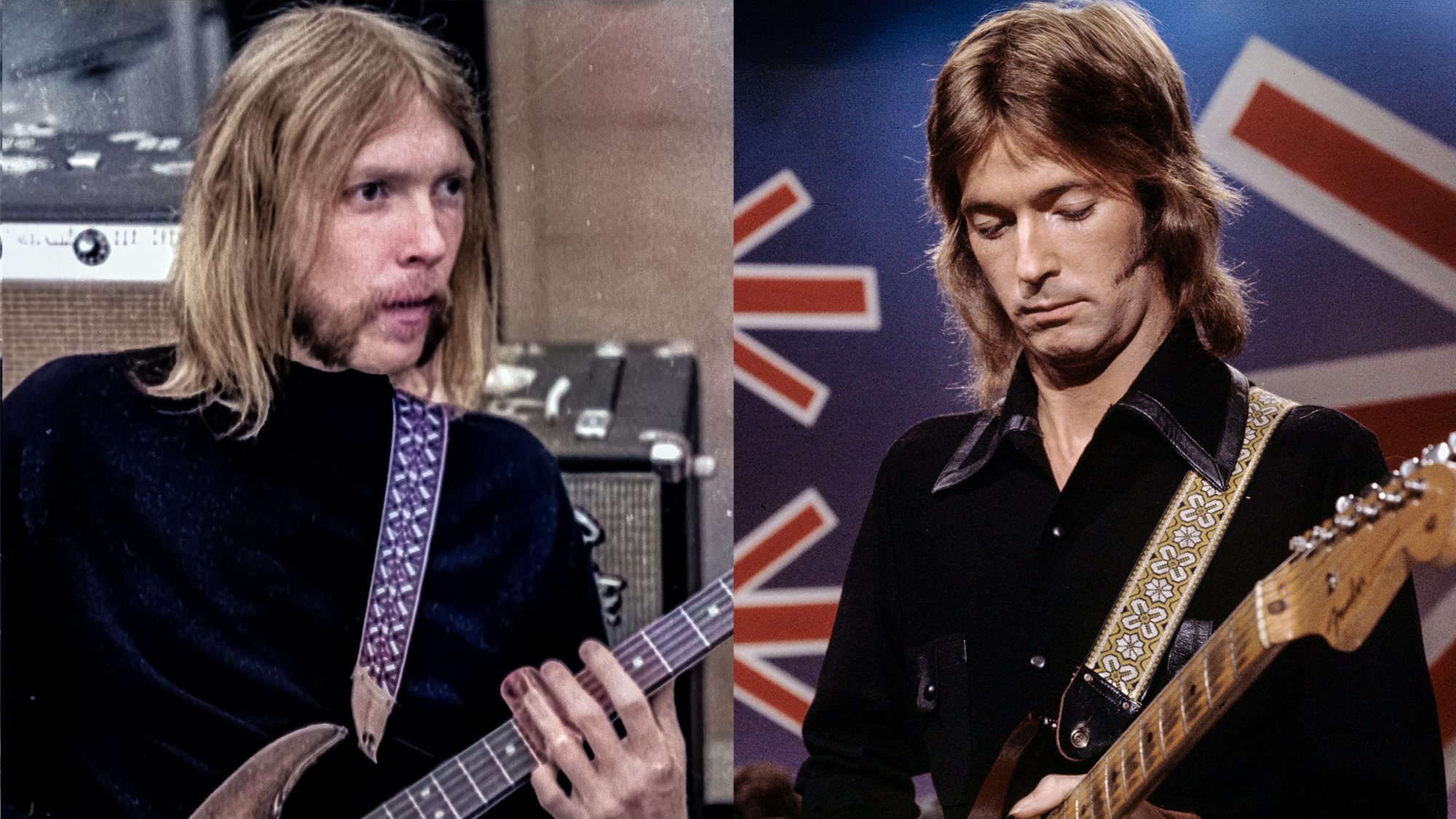 LEFT: Duane Allman in the studio in October 1969 in Muscle Shoals, Alabama.RIGHT: Eric Clapton performs with Derek &amp; the Dominos on The Johnny Cash Show, Nov. 1970 