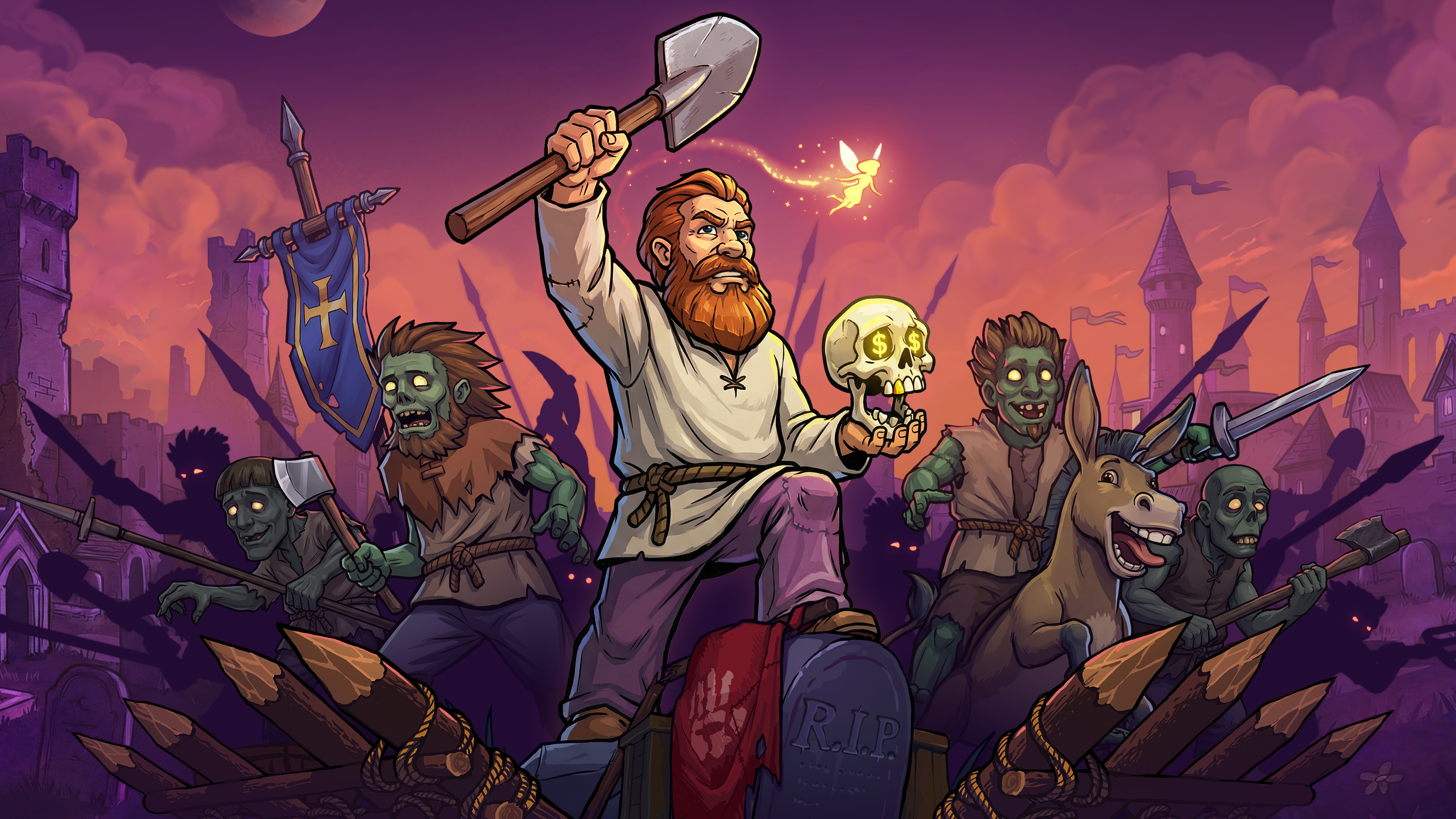 The player character and a whole load of zombies in Graveyard Keeper 2