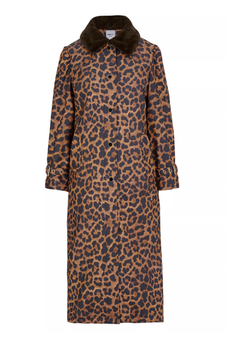 Jane Post Leopard Faux-Fur-Trimmed Car Coat