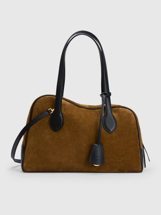 Noale Cannella/black Suede/leather Top Handle Bag