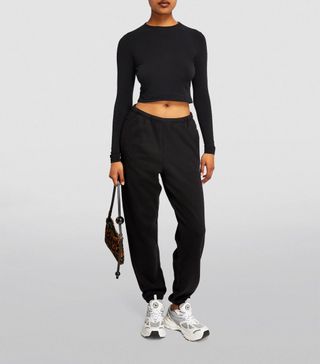 Womens Skims Black Fleece Tapered Classic Sweatpants | Harrods Uk