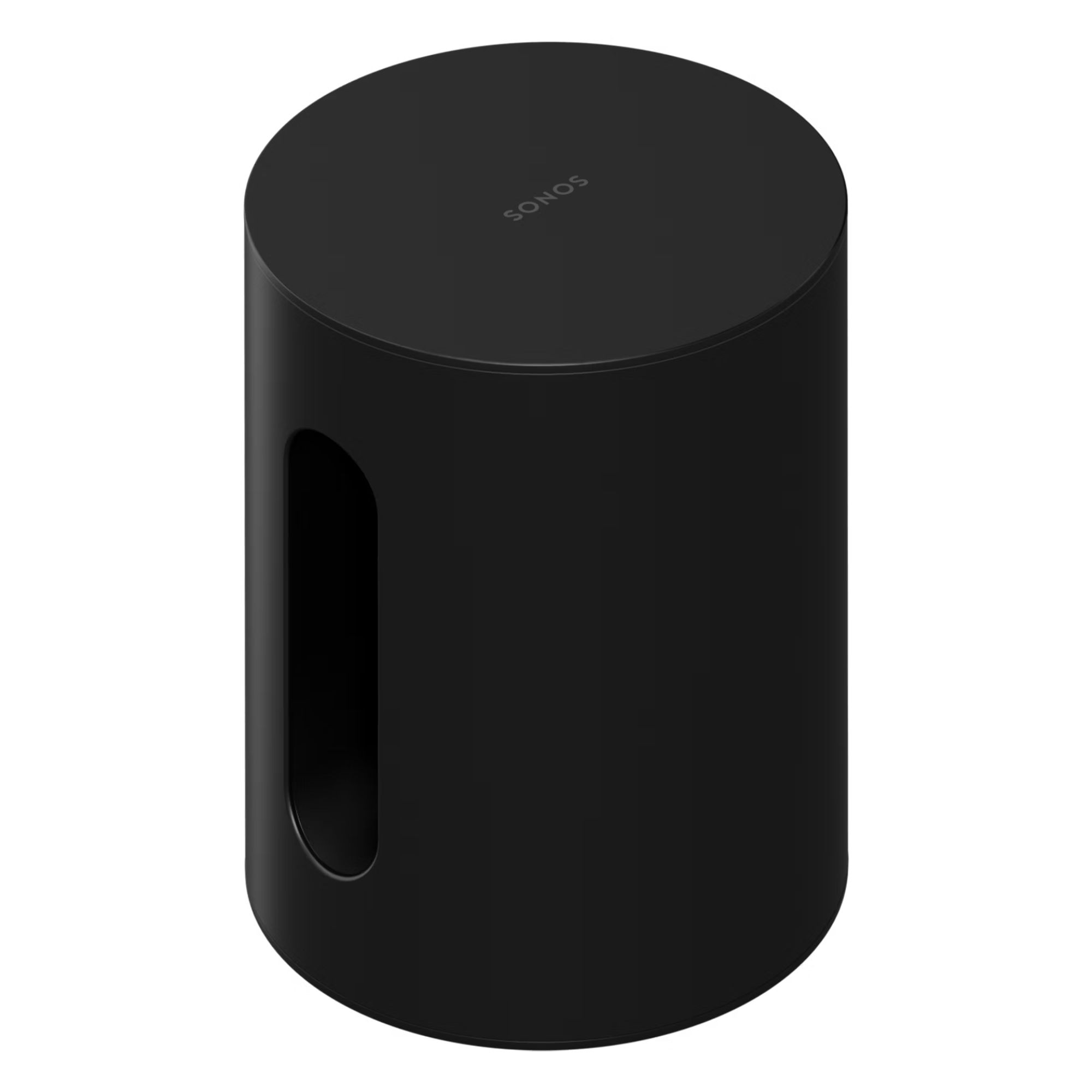 Sonos Sub Mini subwoofer against white background.