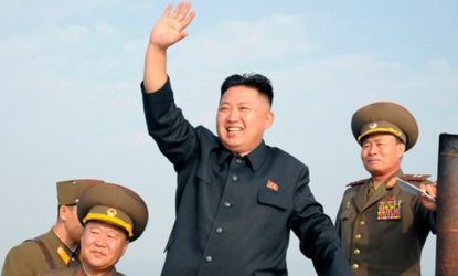 North Korean leader Kim Jon-Un waves while visiting a military facility on Aug. 19