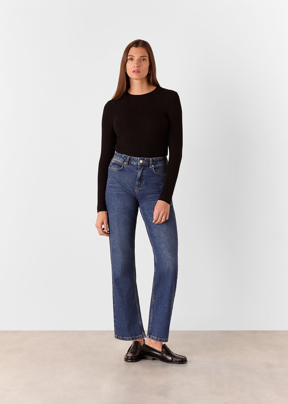 Black Essential Ribbed Crew