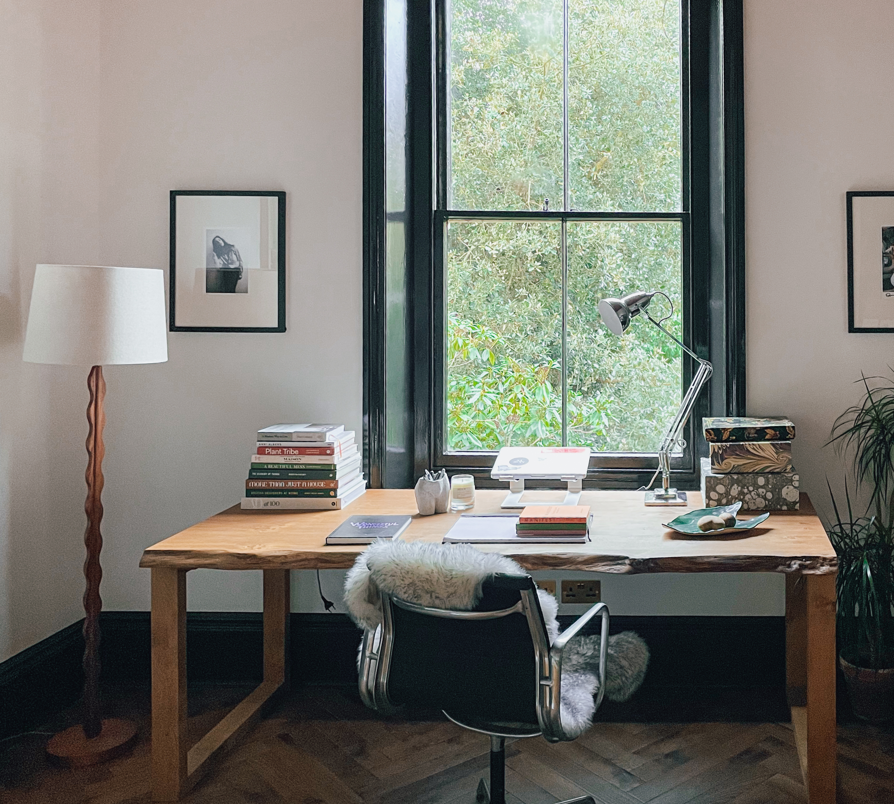 desk with eames chair and big window