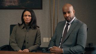 Kaia and Preacher sitting in court in Virgin River season 6