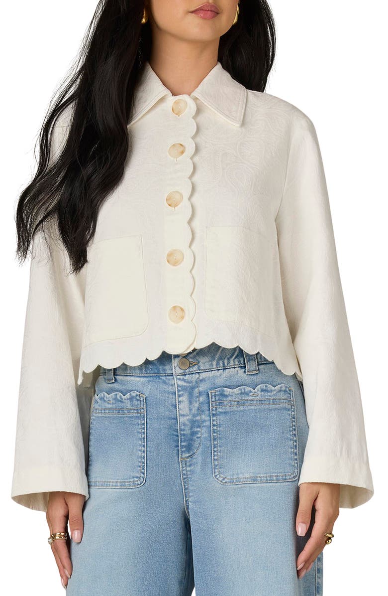 Scallop Detail Cotton Crop Jacket