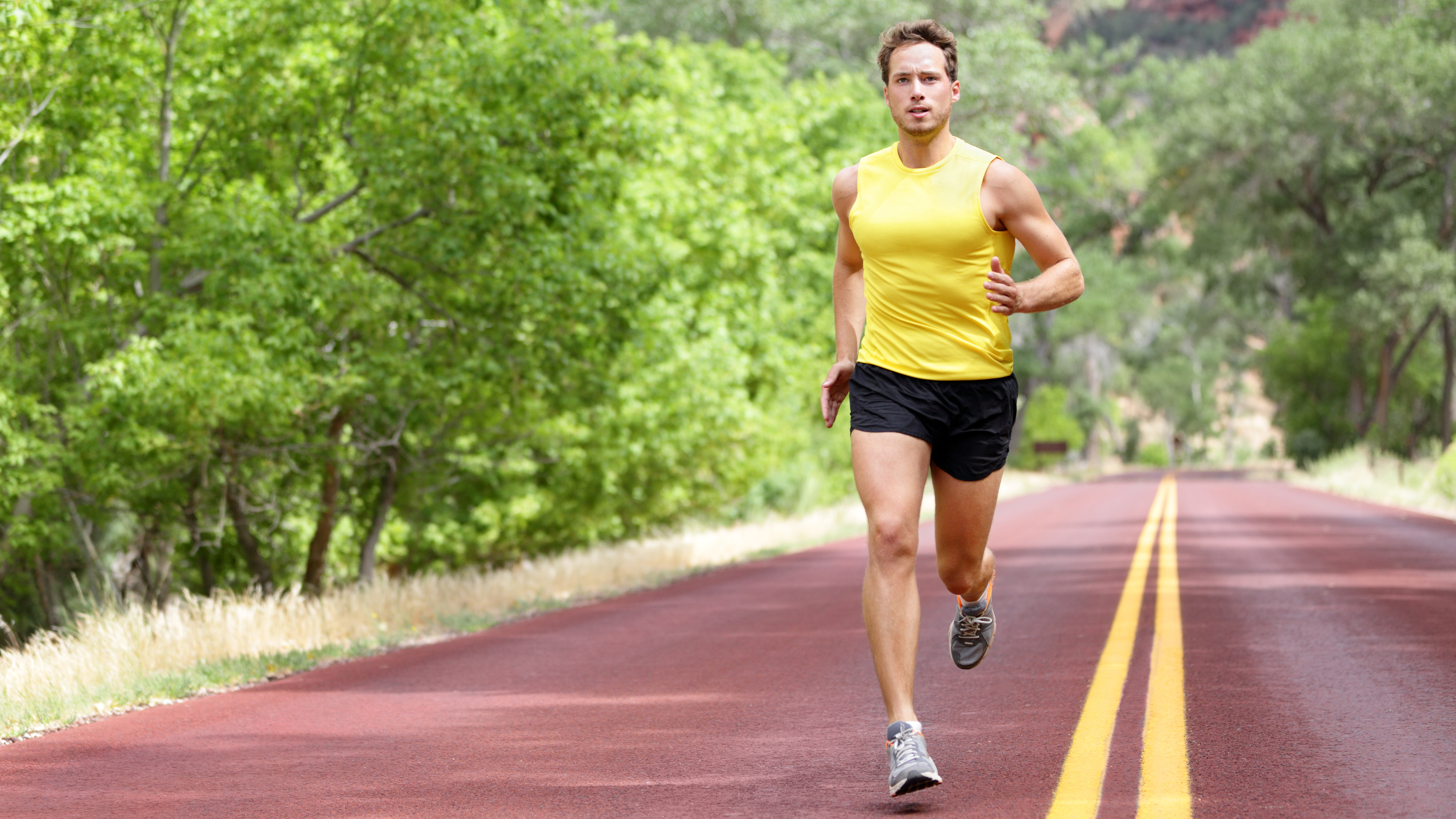 a man running along a track