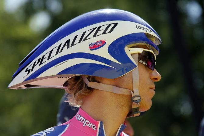 Damiano Cunego shows off the top TT helmet of 2011.