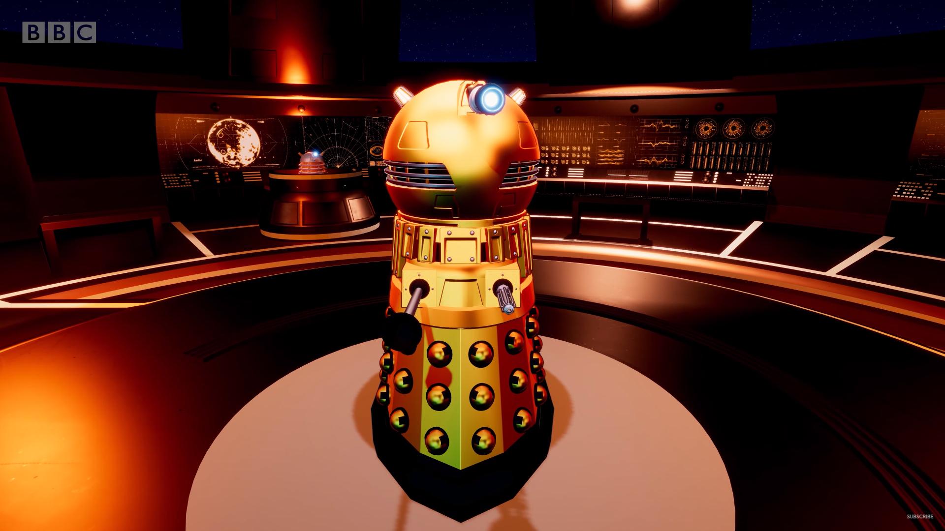 Screenshot showing a Dalek from the animated show Daleks!.