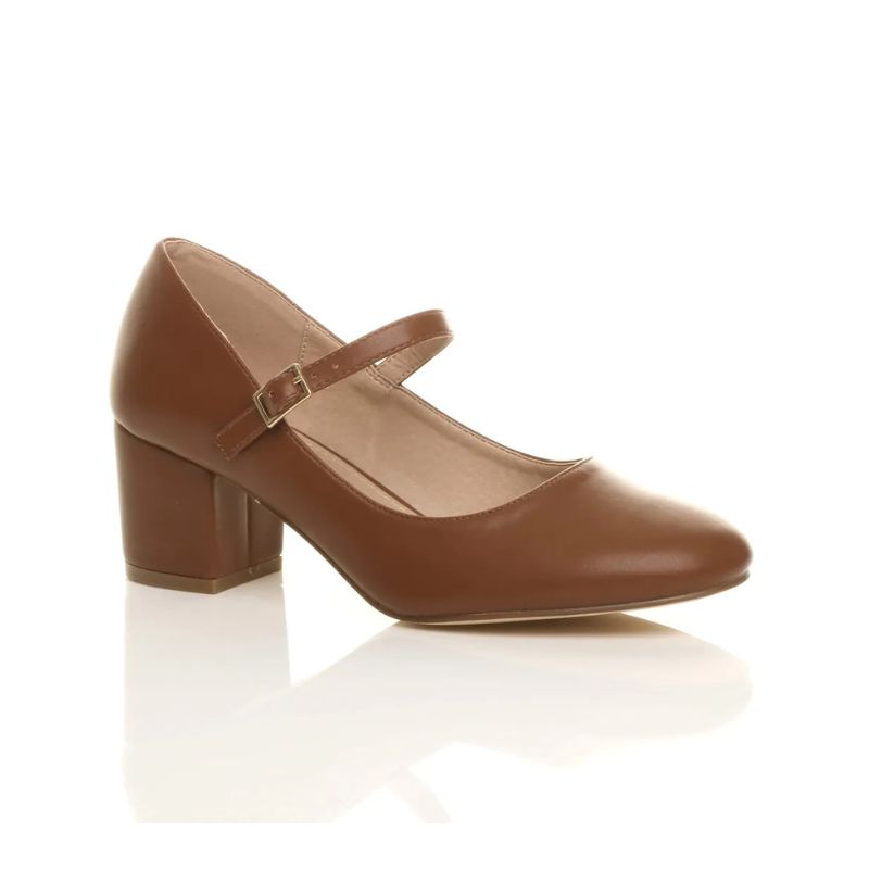 Ajvani , Mid Block Heel Mary Jane Court Shoe