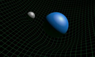 Illustration of gravity and the fabric of space-time.